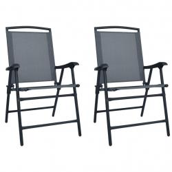 Chaises de jardin pliables lot de 2 Textilène Gris alsavelo