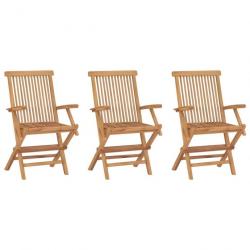 Chaises de jardin pliables lot de 3 Bois de teck massif