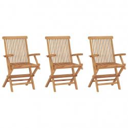 Chaises de jardin pliables lot de 3 Bois de teck massif alsavelo