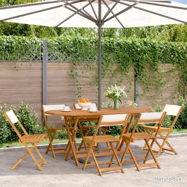 Chaises de jardin pliantes lot de 6 tissu et bois massif