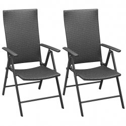 Chaises empilables de jardin lot de 2 Résine tressée Noir alsavelo