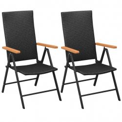 Chaises empilables de jardin lot de 2 Résine tressée Noir alsavelo