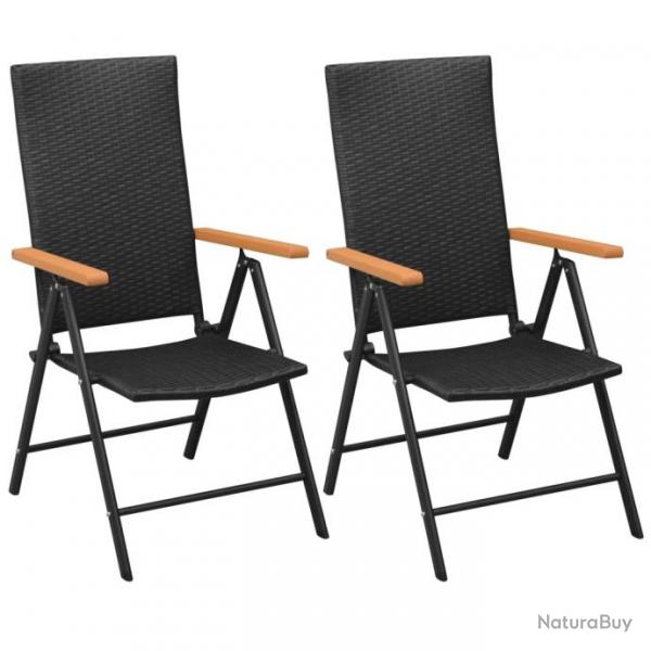 Chaises empilables de jardin lot de 2 Rsine tresse Noir