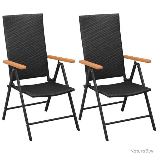 Chaises empilables de jardin lot de 2 Rsine tresse Noir alsavelo