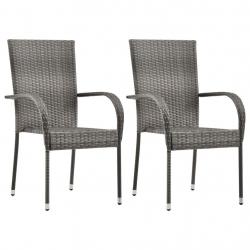 Chaises empilables d'extérieur lot de 2 Gris Résine tressée alsavelo
