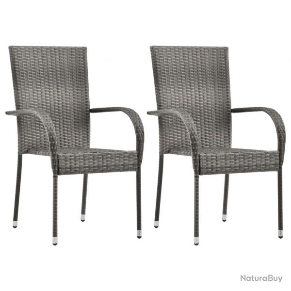 Chaises empilables d'extrieur lot de 2 Gris Rsine tresse alsavelo