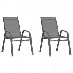 Chaises empilables de jardin lot de 2 Gris Tissu textilène alsavelo