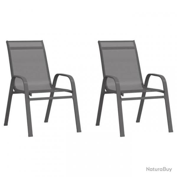 Chaises empilables de jardin lot de 2 Gris Tissu textilne