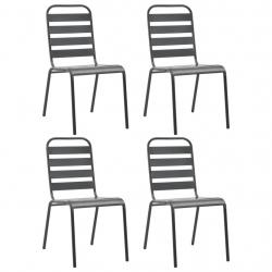 Chaises d'extérieur lot de 4 Design à lattes Acier Gris foncé alsavelo