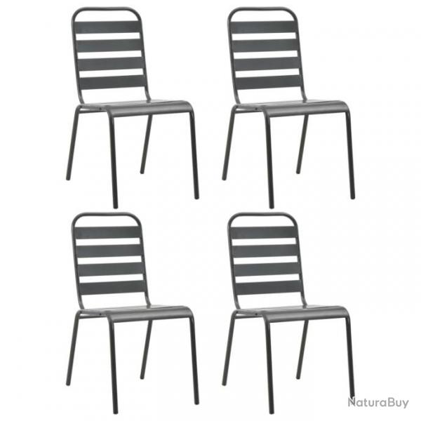 Chaises d'extrieur lot de 4 Design  lattes Acier Gris fonc