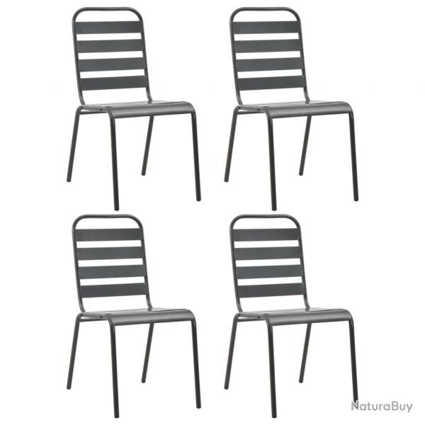 Chaises d'extrieur lot de 4 Design  lattes Acier Gris fonc alsavelo