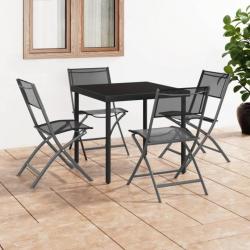 Chaises d'extérieur pliables lot de 4 Noir Acier et textilène