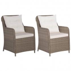 Chaises d'extérieur et coussins lot de 2 Résine tressée Marron alsavelo