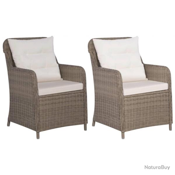 Chaises d'extrieur et coussins lot de 2 Rsine tresse Marron alsavelo