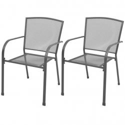 Chaises empilables de jardin lot de 2 Acier Gris alsavelo