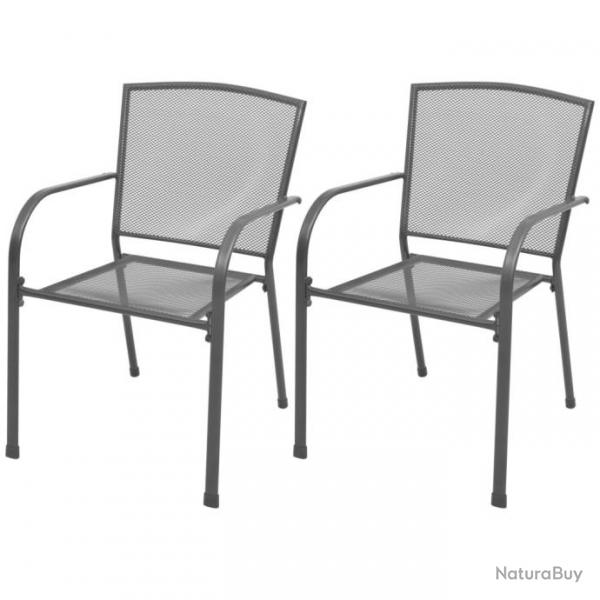 Chaises empilables de jardin lot de 2 Acier Gris