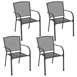 Chaises d'extérieur lot de 4 Design maillé Anthracite Acier alsavelo