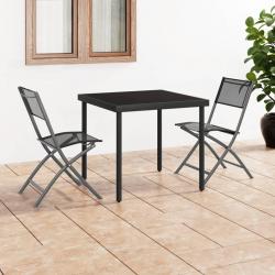 Chaises d'extérieur pliables lot de 2 Noir Acier et textilène alsavelo