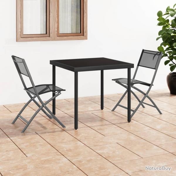 Chaises d'extrieur pliables lot de 2 Noir Acier et textilne alsavelo