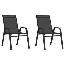 Chaises empilables de jardin lot de 2 Noir Tissu textilène