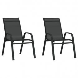 Chaises empilables de jardin lot de 2 Noir Tissu textilène alsavelo