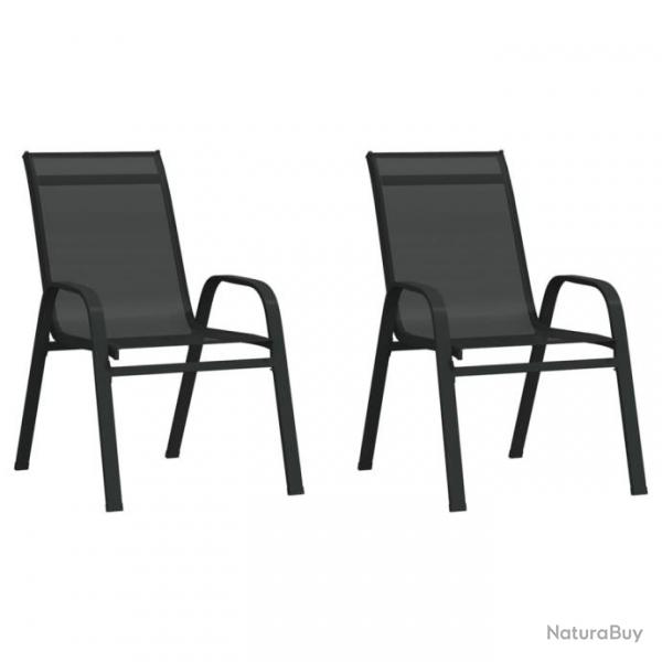 Chaises empilables de jardin lot de 2 Noir Tissu textilne