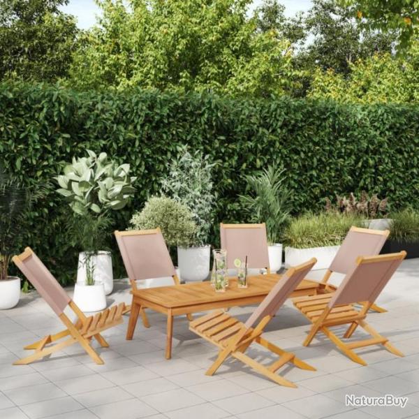 Chaises de jardin pliantes lot de 6 taupe tissu et bois massif