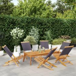 Chaises de jardin pliantes lot de 6 tissu et bois massif alsavelo