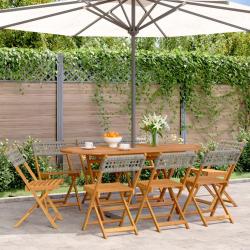 Chaises de jardin pliantes lot de 8 gris poly rotin bois massif alsavelo