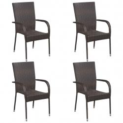 Chaises empilables d'extérieur lot de 4 Résine tressée Marron alsavelo