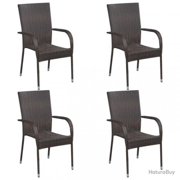 Chaises empilables d'extrieur lot de 4 Rsine tresse Marron