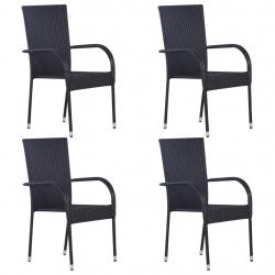 Chaises empilables d'extérieur lot de 4 Résine tressée Noir alsavelo