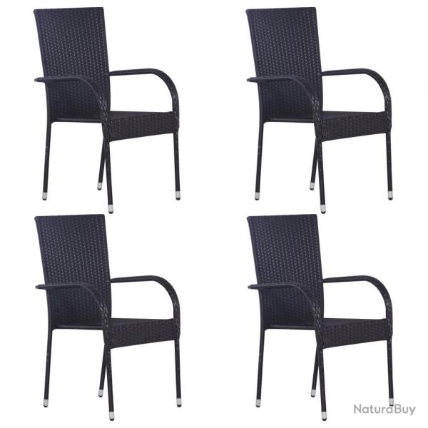Chaises empilables d'extrieur lot de 4 Rsine tresse Noir alsavelo