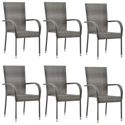 Chaises empilables d'extérieur lot de 6 Gris Résine tressée alsavelo