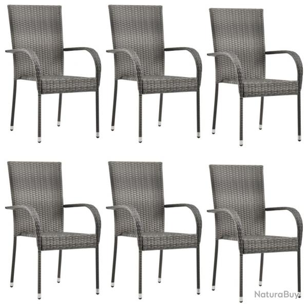 Chaises empilables d'extrieur lot de 6 Gris Rsine tresse alsavelo