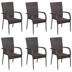 Chaises empilables d'extérieur lot de 6 Résine tressée Marron alsavelo