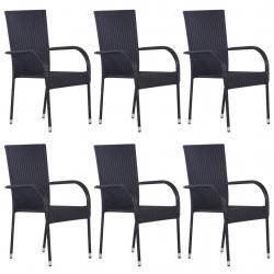 Chaises empilables d'extérieur lot de 6 Résine tressée Noir alsavelo