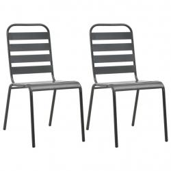 Chaises empilables de d'extérieur lot de 2 Acier Gris alsavelo