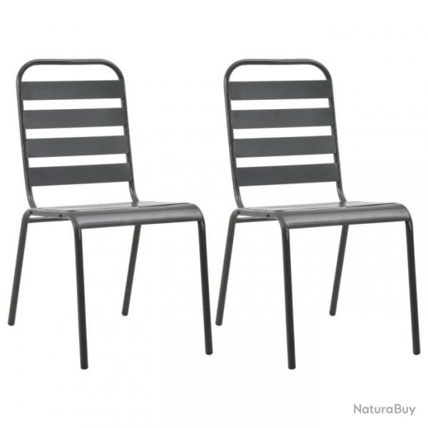 Chaises empilables de d'extrieur lot de 2 Acier Gris