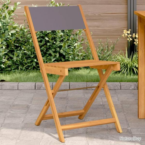 Chaises de bistrot lot de 2 anthracite bois acacia massif tissu alsavelo