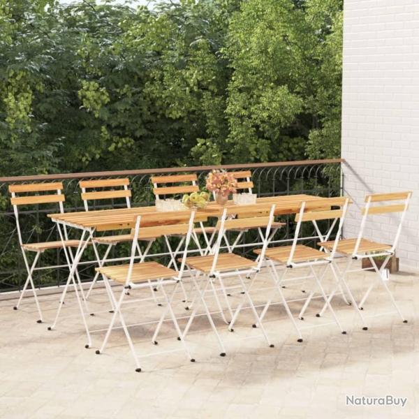 Chaises de bistrot pliantes lot de 8 Bois d'acacia solide acier alsavelo