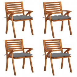 Chaises de jardin avec coussins lot de 4 Bois de teck solide alsavelo