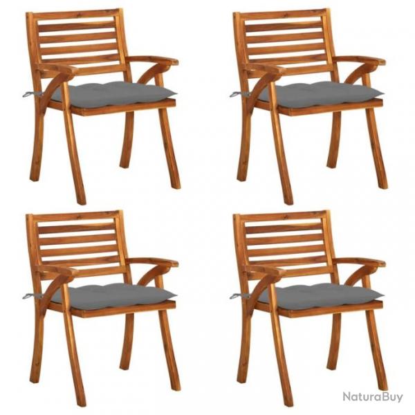 Chaises de jardin avec coussins lot de 4 Bois de teck solide