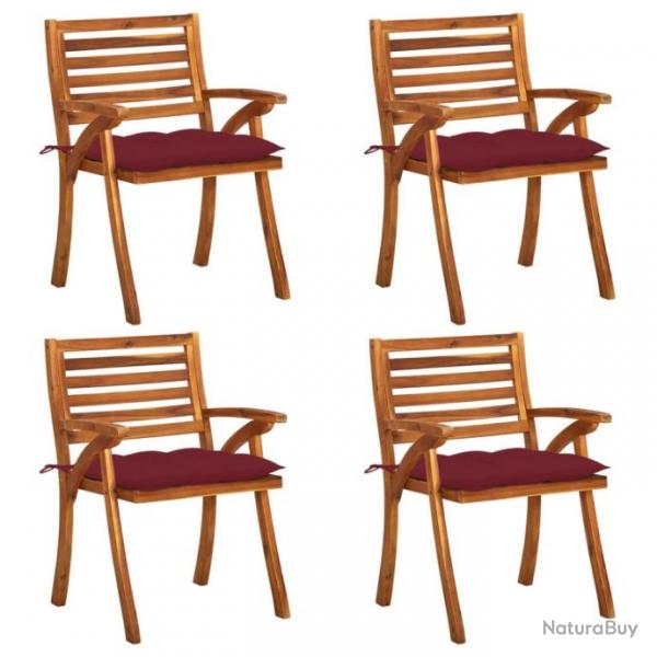 Chaises de jardin avec coussins lot de 4 Bois de teck solide