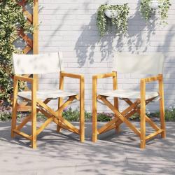 Chaises de réalisateur pliables lot de 2 blanc crème tissu alsavelo