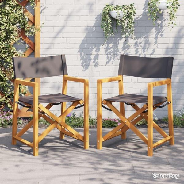 Chaises de ralisateur pliables lot de 2 gris fonc tissu alsavelo