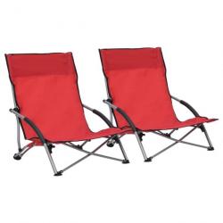 Chaises de plage pliables lot de 2 Rouge Tissu