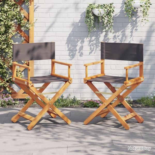 Chaises de ralisateur pliables lot de 2 gris fonc tissu alsavelo