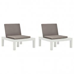 Chaises de salon de jardin et coussins lot de 2 Plastique Blanc alsavelo