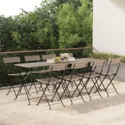 Chaises de bistrot pliantes lot de 8 Gris Résine tressée acier